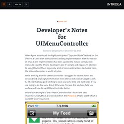Developer's Notes for UIMenuController