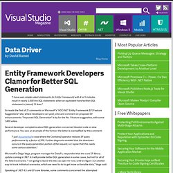 Entity Framework Developers Clamor for Better SQL Generation