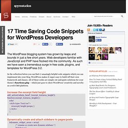 17 Time Saving Code Snippets for Wordpress Developers