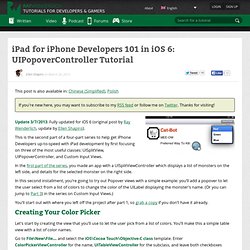 iPad for iPhone Developers 101: UIPopoverController Tutorial