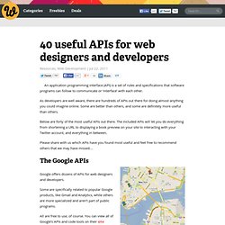 40 useful APIs for web designers and developers