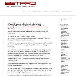 Developing a high-level swing….