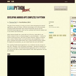 Developing Android Apps completely in Python