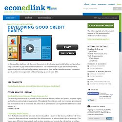 Developing Good Credit Habits