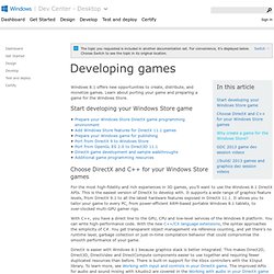 Developing games (Preliminary)
