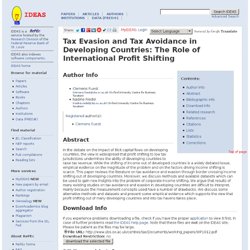 Tax Evasion and Tax Avoidance in Developing Countries: The Role of International Profit Shifting