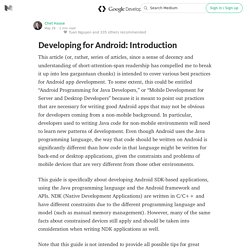 Developing for Android: Introduction — Google Developers
