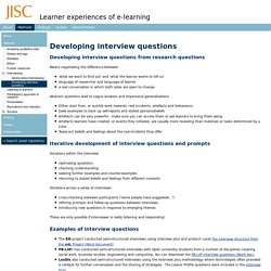 Developing interview questions - JISCle2methods - Brookes Wiki