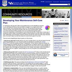 Developing Your Maintenance Self-Care Plan - UB Social Work