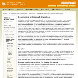 Developing Research Questions