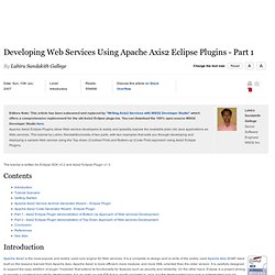 Apache Axis2 Eclipse Plugins - Par The tutorial is written for Eclipse ...