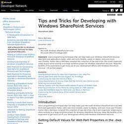 Tips and Tricks for Developing with Windows SharePoint Services
