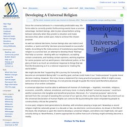 Developing A Universal Religion