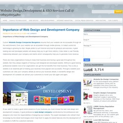 Importance of Web Design and Development Company ~ Website Design,Development & SEO Services Call @ 08951605480
