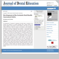 Development of the Geriatric Oral Health Assessment Index