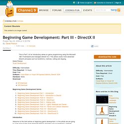 Beginning Game Development: Part III - DirectX II