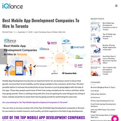 Best Mobile App Development Companies to Hire in Toronto