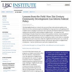 Lessons from the Field: How 21st Century Community Development Can Inform Federal Policy — Institute for Comprehensive Community Development