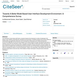 CiteSeerX — Towards A Better Model Based User Interface Development Environment: A Comprehensive Survey