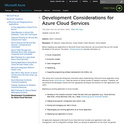 Development Considerations for Windows Azure Cloud Services