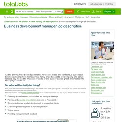 Business development manager job description