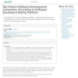 Top Fintech Software Development Companies, According to Software Developers Rating Platform