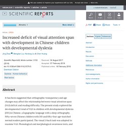 Increased deficit of visual attention span with development in Chinese children with developmental dyslexia