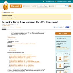 Beginning Game Development: Part IV - DirectInput