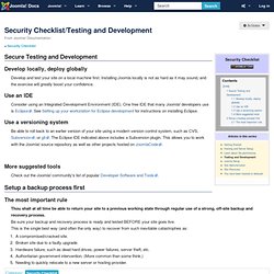 Security Checklist/Testing and Development