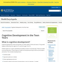 Cognitive Development in Adolescence - Health Encyclopedia