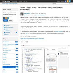 Meteor DApp Cosmo - A Realtime Solidity Development Environment - Ethereum