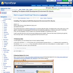 Installing The Aptana AJAX Development Environment On Ubuntu