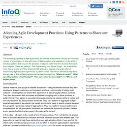 InfoQ: Adopting Agile Development Practices: Using Patterns to Share our Experiences