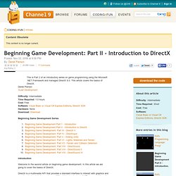 Beginning Game Development: Part II - Introduction to DirectX