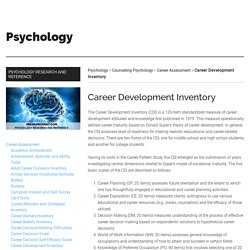 Career Development Inventory - IResearchNet