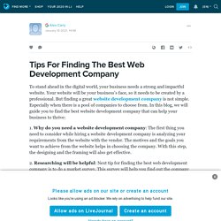 Tips For Finding The Best Web Development Company : ext_5553067 — LiveJournal