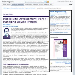 Cutting Edge - Mobile Site Development, Part 4: Managing Device Profiles