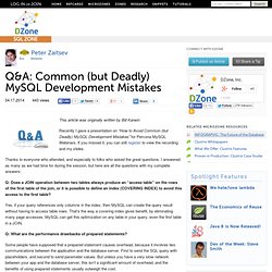 Q&A: Common (but Deadly) MySQL Development Mistakes