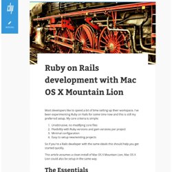 Ruby on Rails development with Mac OS X Mountain Lion - Created by Pete