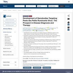 ANIMALS 26/07/21 Development of Nanobodies Targeting Peste des Petits Ruminants Virus: The Prospect in Disease Diagnosis and Therapy