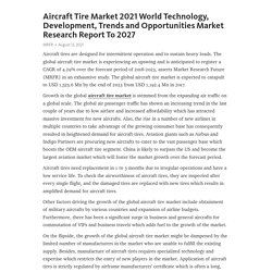Aircraft Tire Market 2021 World Technology, Development, Trends and Opportunities Market Research Report To 2027 – Telegraph