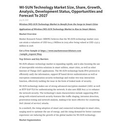 WI-SUN Technology Market Size, Share, Growth, Analysis, Development Status, Opportunities and Forecast To 2027 – Telegraph