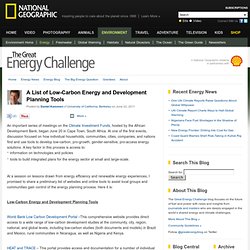 A List of Low-Carbon Energy and Development Planning Tools