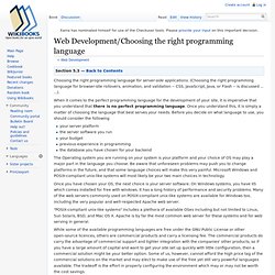 Web Development/Choosing the right programming language