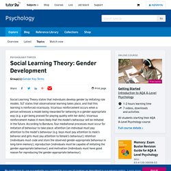 Social Learning Theory: Gender Development