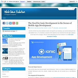 The Need for Ionic Development in the Scenes of Mobile App Development ~ Web Idea Solution