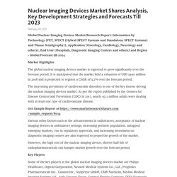 Nuclear Imaging Devices Market Shares Analysis, Key Development Strategies and Forecasts Till 2023 – Telegraph
