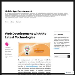 Web Development with the Latest Technologies – Mobile App Development