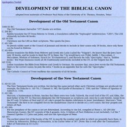 Development of the Biblical Canon