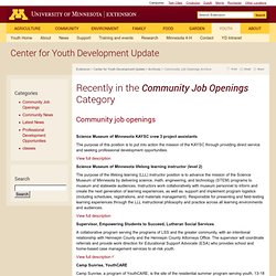 Community Job Openings Archive : Center for Youth Development Update : University of Minnesota Extension